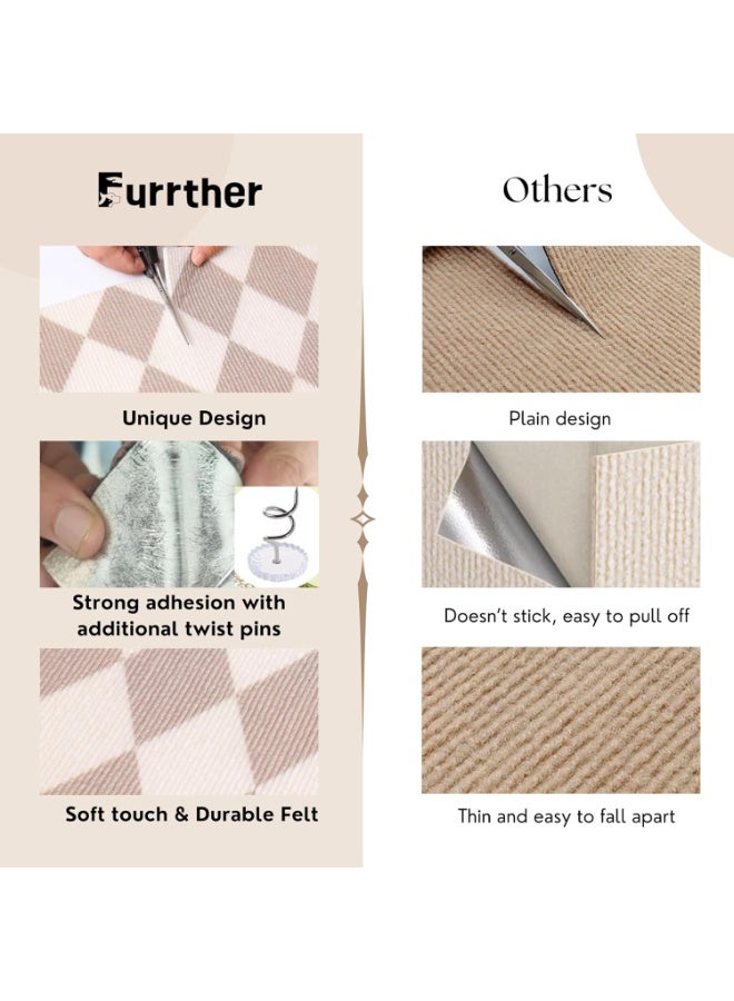 Arabest Anti-Scratch Cat Mat, Set of 2 – 50CM*80CM,  Trimmable Self-Adhesive Upholstery Pads for Furniture, Carpet, Cat Trees, Shelves, Climbing Walls & Couch Protection (Brown Diamond) - Image 3